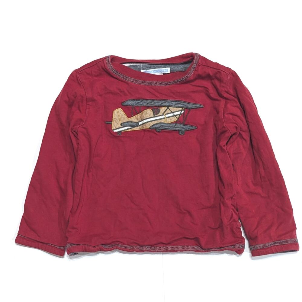 Janie and Jack Shirt Boys Size 18-24m Red Airplane Stripe Reversible Long Sleeve